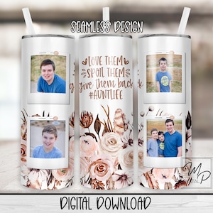 Nahtlose Tante 20 Unzen Skinny Foto Tumbler PNG Wrap, Tumbler Sublimation Digitaler Download Design Gerade & Verjüngt, kommerzielle Nutzung