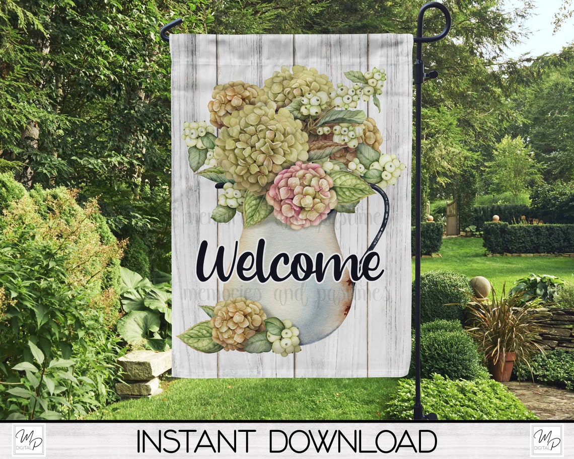 Hydrangea Garden Flag Sublimation Digital Design Download - Etsy