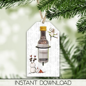 Tag Snowman Bottle Holder, Christmas Ornament PNG for Sublimation, Digital Download Design