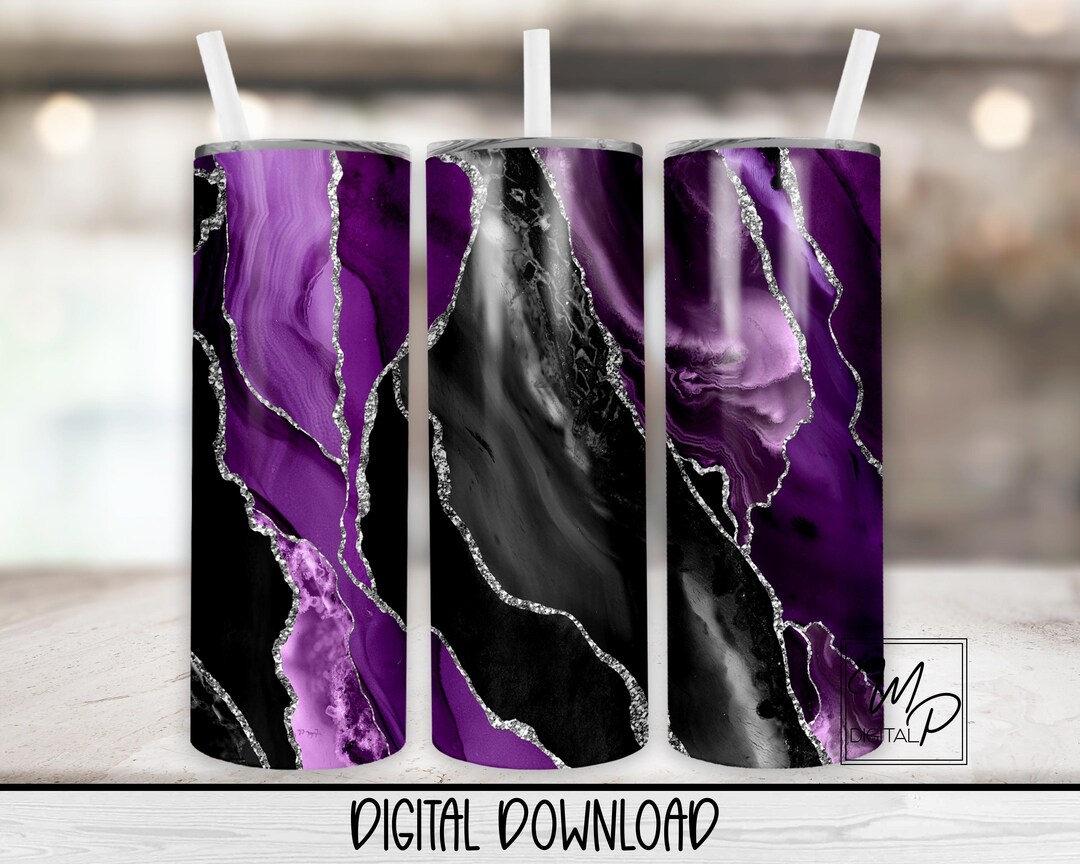 Purple Agate 20 Oz Skinny Tumbler Sublimation Design, Instant Digital ...