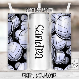 Volleyball 20oz Skinny Tumbler PNG Sublimation Design Download Seamless 20 oz Tumbler Wrap Digital Template