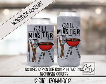 Sublimeringsdesign för burkkylare i neopren med grillmästare, burkkylare png, burkhållare i neopren, nedladdning av burkkylare för grillning i png för män