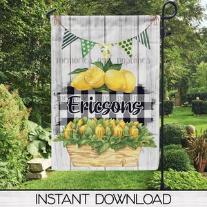 Garden Flag Sublimation Digital Design Download, Lemon Farmhouse Printable Art, Instant Download, Sublimation Graphics, Commercial Use