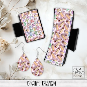 Puffy Teacher Back to School PNG Design for Sublimation of Hair Clips, Hair Claw, Teardrop Earring, Digital Design Download, Commercial Use