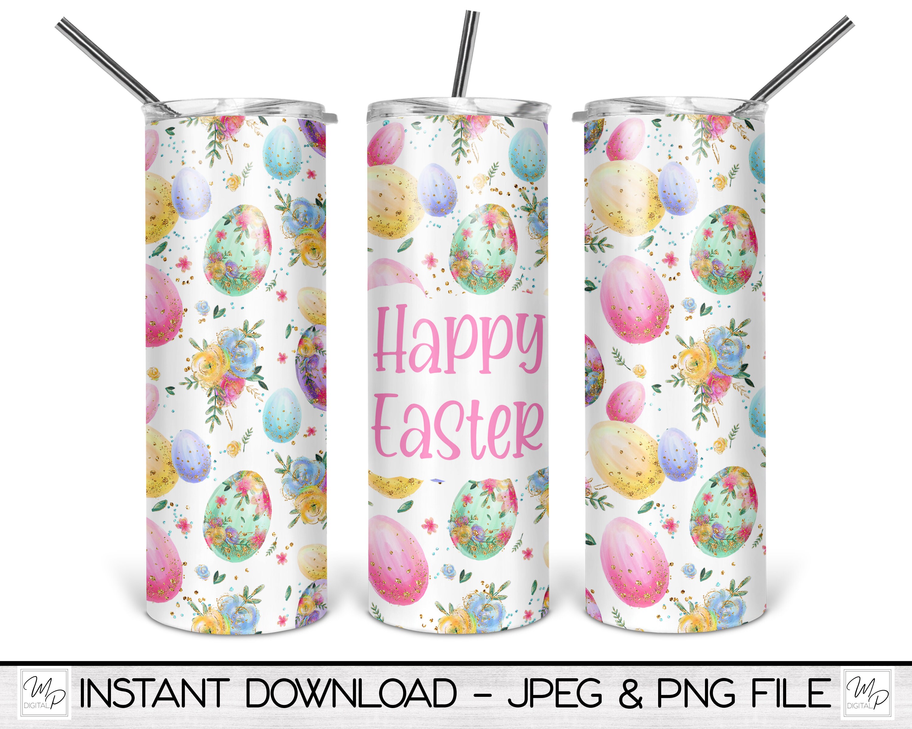 Happy Easter Egg 20oz Skinny Tumbler Waterslide Wrap Etsy