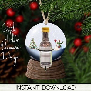 Snowglobe Bottle Holder, Snow Globe Christmas Ornament PNG for Sublimation, Digital Download Design