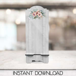 Floral Faux Wood Cell Phone Stand PNG for Sublimation Design, Digital Download