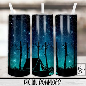Tent Camping 20 oz Skinny Tumbler Sublimation Design, Instant Digital Download PNG Straight and Tapered Tumbler Wrap PNG