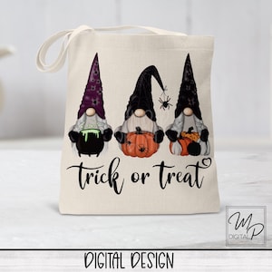 Trick Or Treat Halloween Gnomes, PNG Sublimation Design for Shirt or Mug, Digital Design Download