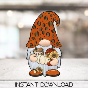 Fall Gnome PNG Sublimation for MDF Blanks, Gnome Sign, Gnome Earrings, Digital Design Download