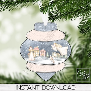 Christmas Angels Ornament Digital Download - PNG Sublimation Design for Commercial and Personal Use
