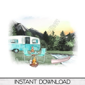 Camping Scene PNG, Camping Sublimation Design Download, Sublimation Graphic, Digital Download, Camper Sublimation, Printable Design