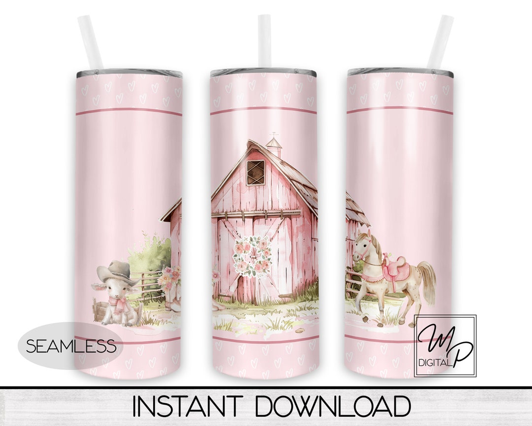 Seamless Pink Cowgirl 20 Oz Skinny Tumbler Sublimation Design, Instant ...