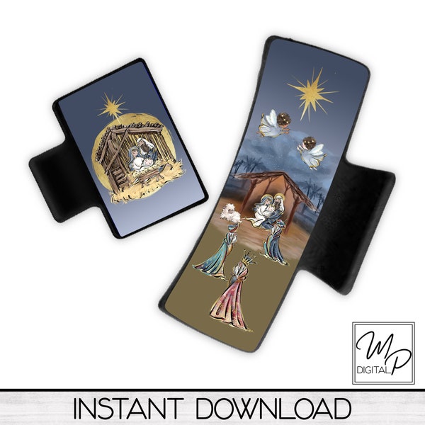Christian Christmas Nativity PNG Design for Sublimation of Hair Clips, Digital Design Download, Commercial Use