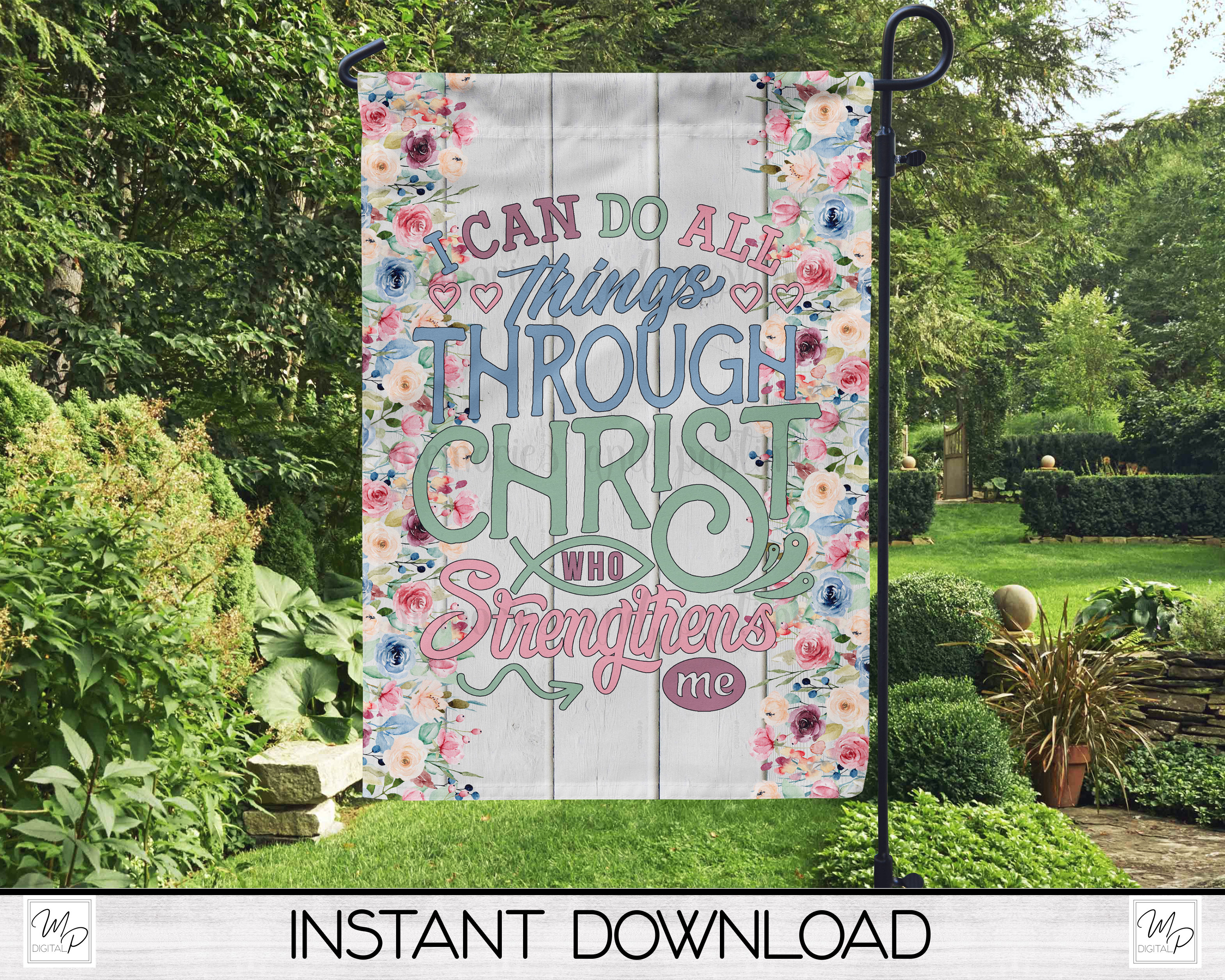 Christian Garden Flag Design DIGITAL DOWNLOAD Bible Verse