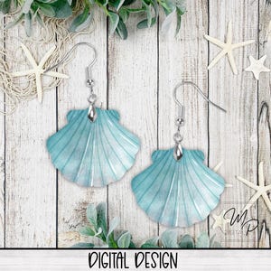Diseño PNG de concha para sublimación de aretes, aretes de playa, descarga digital, uso personal y comercial