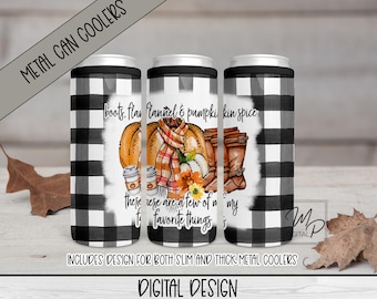 Fall PNG Design For Sublimation Of Slim and Thick Metal Can Coolers, Digital Hard Can Cooler Wrap Design