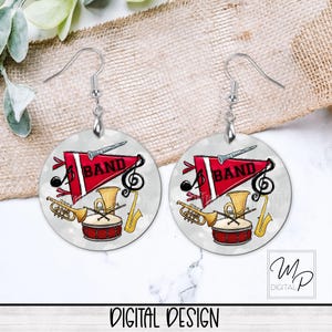 Red Band Earring Sublimation PNG Design For The Circle Blank, PNG Digital Download