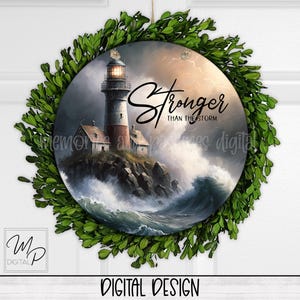 Suporte para placa de porta redonda com farol inspirador, download de design digital PNG para sublimação