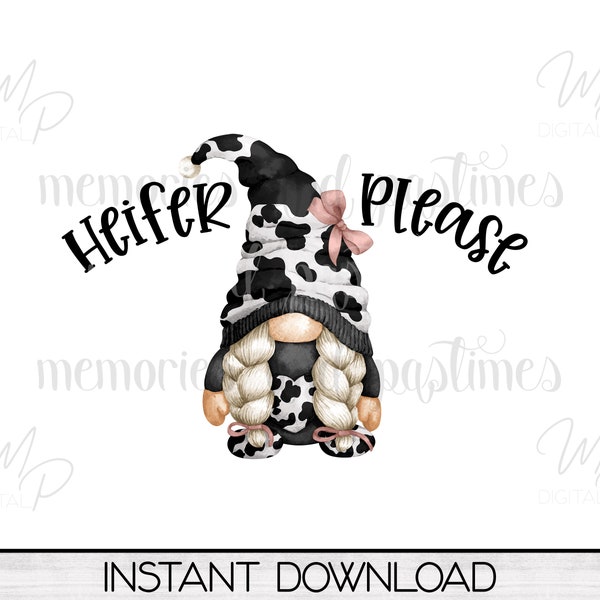 Cow Gnome Sublimation PNG Design for Shirt or Mug, Digital Design Download