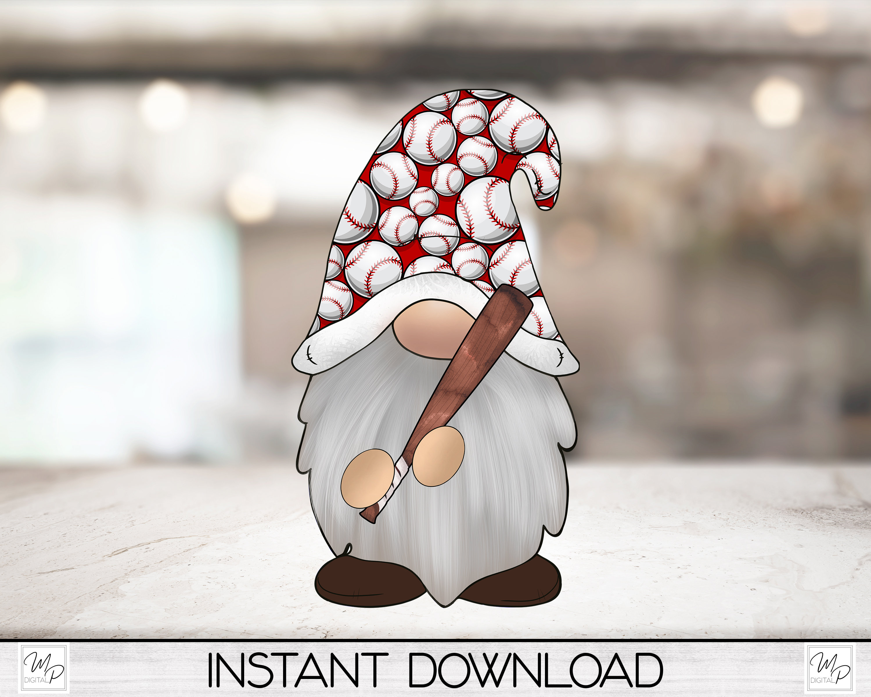 Baseball Gnome PNG File for Sublimation Design, Digital Download