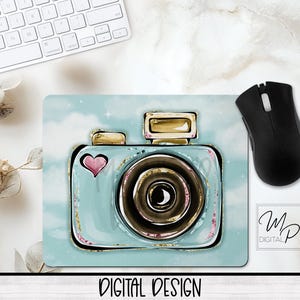 Camera Mouse Pad PNG for Sublimation Digital Download, Photographer Mousepad Design for Sublimation