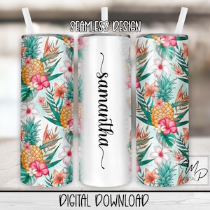 Gobelet skinny 20 oz ananas tropical Sublimation Design, téléchargement numérique PNG de gobelet, modèle de toboggan aquatique enveloppant complet