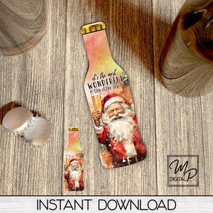 Christmas Santa Beer Bottle Opener PNG Sublimation Design, Digital Download, It&#39;s The most Wonderful Time Of The Year