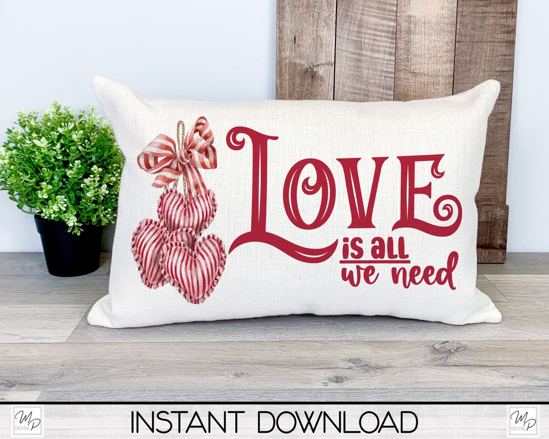 Valentine's Day Lumbar Pillow Cover PNG Sublimation Design, Pillow Case