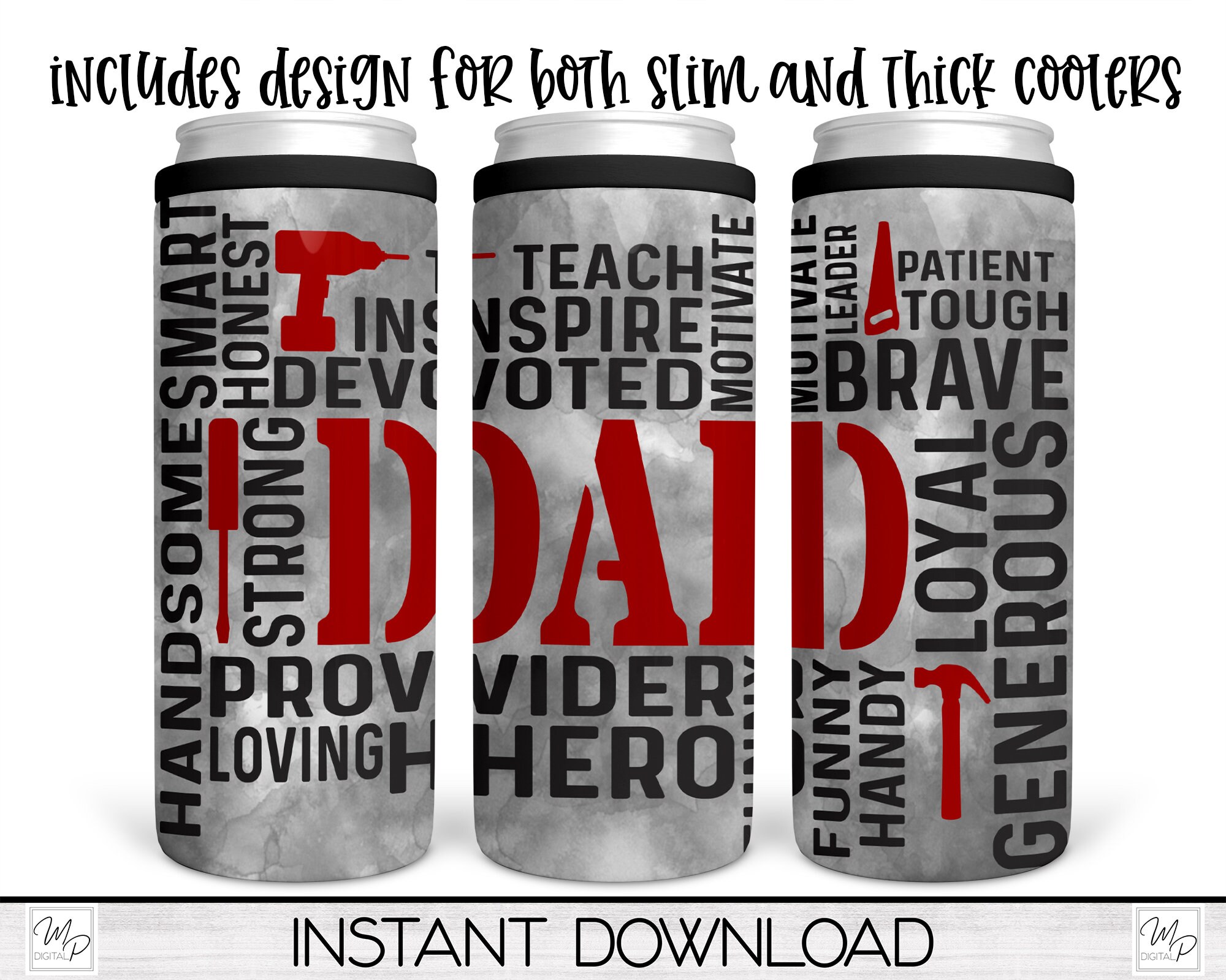 Best Dad 4 in 1 Can Cooler Sublimation Wrap Design PNG Dad Birthday 4 in 1  Cooler Tumbler Cup Father's Day Full Wrap Digital Download File 