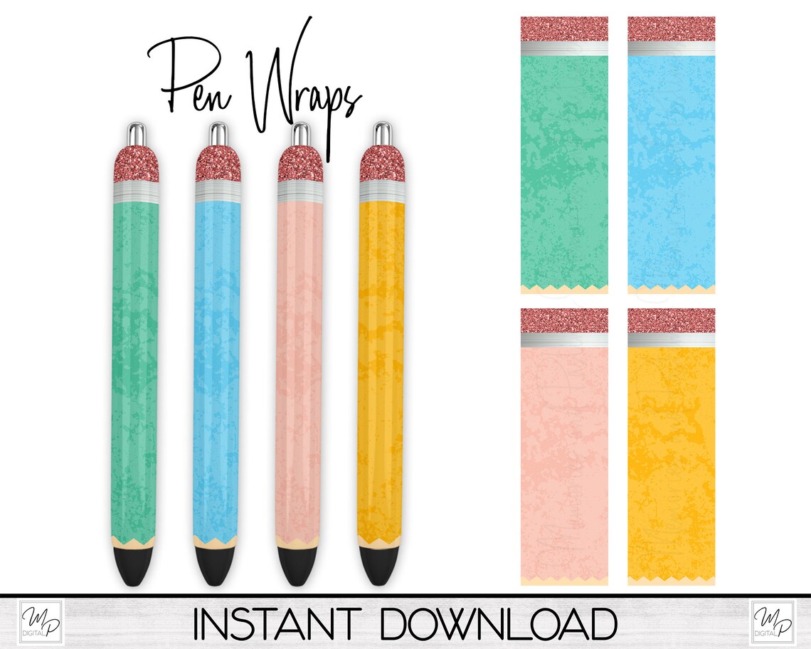 Pencil Epoxy Pen Wrap PNG Design Digital Download Teacher Ink Etsy