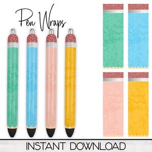 Pencil Epoxy Pen Wrap PNG Design Digital Download, Teacher Ink Pen Wrap Sublimation Template, Pen Wrap Bundle