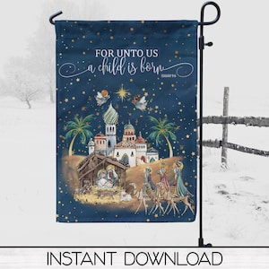 Christian Christmas Nativity Garden Flag for Sublimation Design Download, Yard or Porch Flag Digital Download