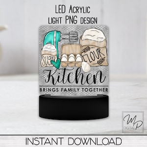 Kitchen Square LED Acrylic Light Up Sign, PNG Sublimation Design, Night Light Design, Acrylic Lamp