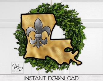 Fleur-de-Lis Louisiana Door Sign: Sublimation Design (PNG Digital Download)