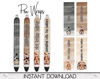 Cow Gnome Epoxy Pen Wrap PNG Design Digital Download, Heifer Ink Pen Wrap Sublimation Template, Pen Wrap Bundle