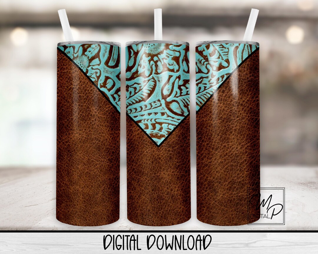 Western Faux Leather V Split 20 Oz Skinny Tumbler Sublimation Design ...
