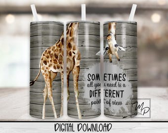 Sublimation Design Download, 20oz Skinny Tumbler Wrap, Straight Tapered Vinyl Wrap PNG, Commercial Use, Waterslide Download, Giraffe Tumbler