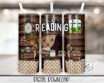 Book Lover Tumbler Wrap PNG: Reading Design for 20oz Skinny Tumbler (Digital Download)