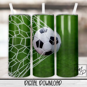 Soccer 20 oz Skinny Tumbler Sublimation Design, Instant Digital Download PNG Straight and Tapered Tumbler Wrap PNG image 1