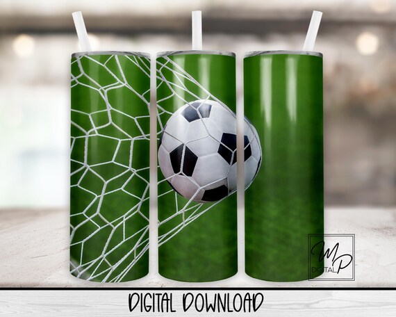 Soccer 20 oz Skinny Tumbler Sublimation Design, Instant Digital Download PNG Straight and Tapered Tumbler Wrap PNG