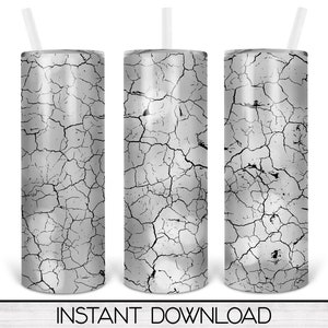 Gobelet mince 20 oz craquelé en sublimation, téléchargement numérique instantané PNG Gobelet droit et conique enveloppant PNG