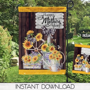 Sunflower Mother's Day Garden Flag PNG Sublimation Digital Design ...