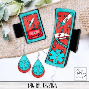 EMT Student PNG Design for Sublimation of Hair Clips, Hair Claws, Teardrop Earring Digital Design Download, Commercial Use