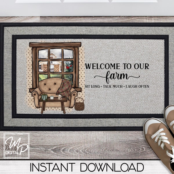 Welcome to our Farm Front Door Mat Sublimation Design Download, Rug PNG, Doormat PNG