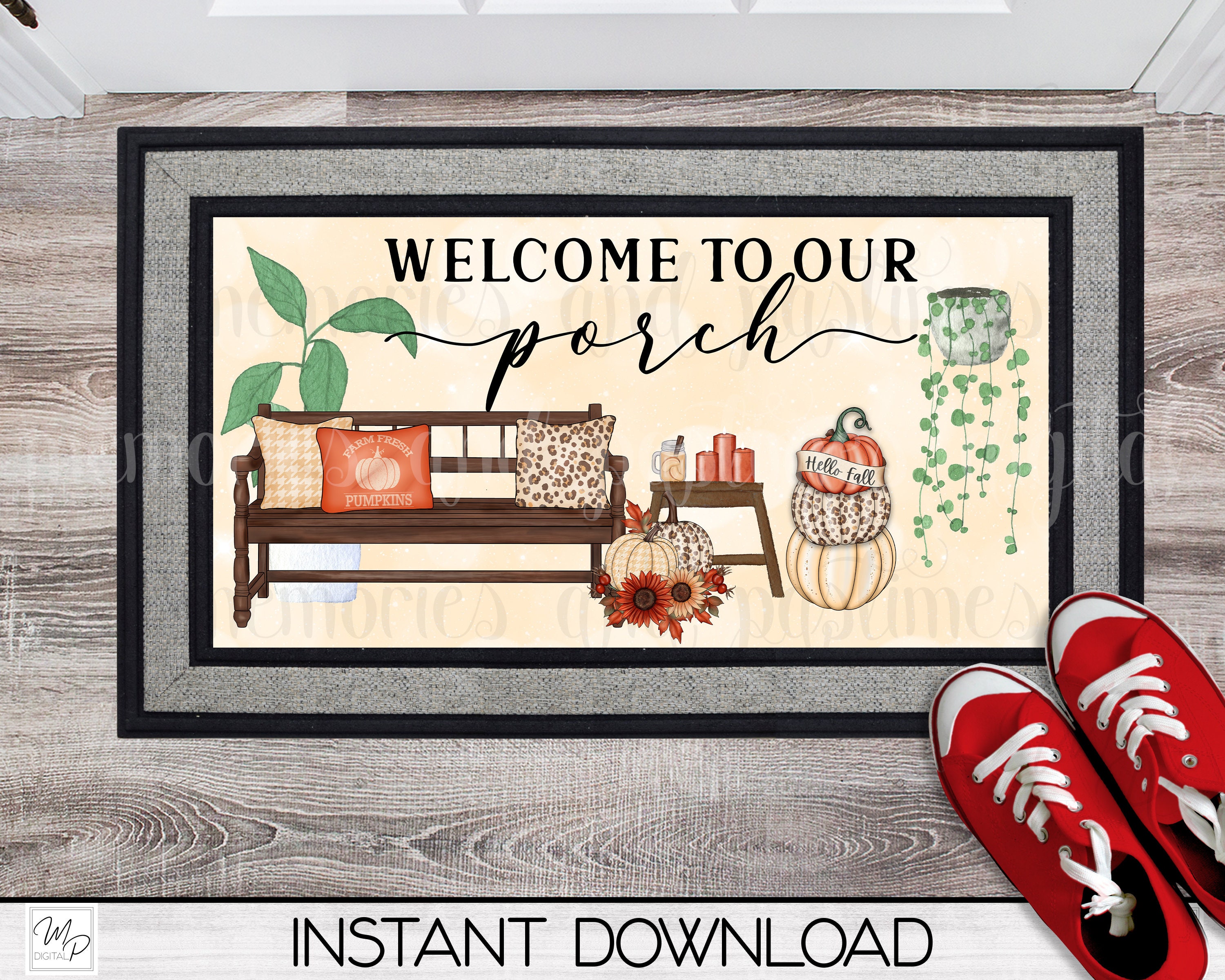 Fall Porch Door Mat Sublimation Design Download Front Door Etsy
