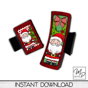 Christmas Santa Polka Dot Hair Clip Sublimation Design, Large And Small Hair Claw PNG, Hair Clip Sublimation Design, Digital Download