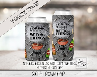 Design de sublimação para refrigerador de latas de cerveja e grelha de neoprene, refrigerador de latas de tecido dobrável PNG, suporte para latas, refrigerador de latas PNG Download
