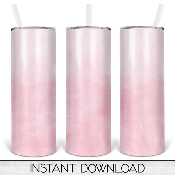 Pink Watercolor Ombre 20 oz Skinny Tumbler Sublimation Design, Instant Digital Download PNG, Straight and Tapered Tumbler Wrap PNG