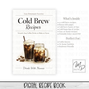 Libro de recetas de café frío / 12 recetas / Libro de recetas de café imprimible / Descarga digital / Recetas de café para preparar en casa / Bebidas con la abuela